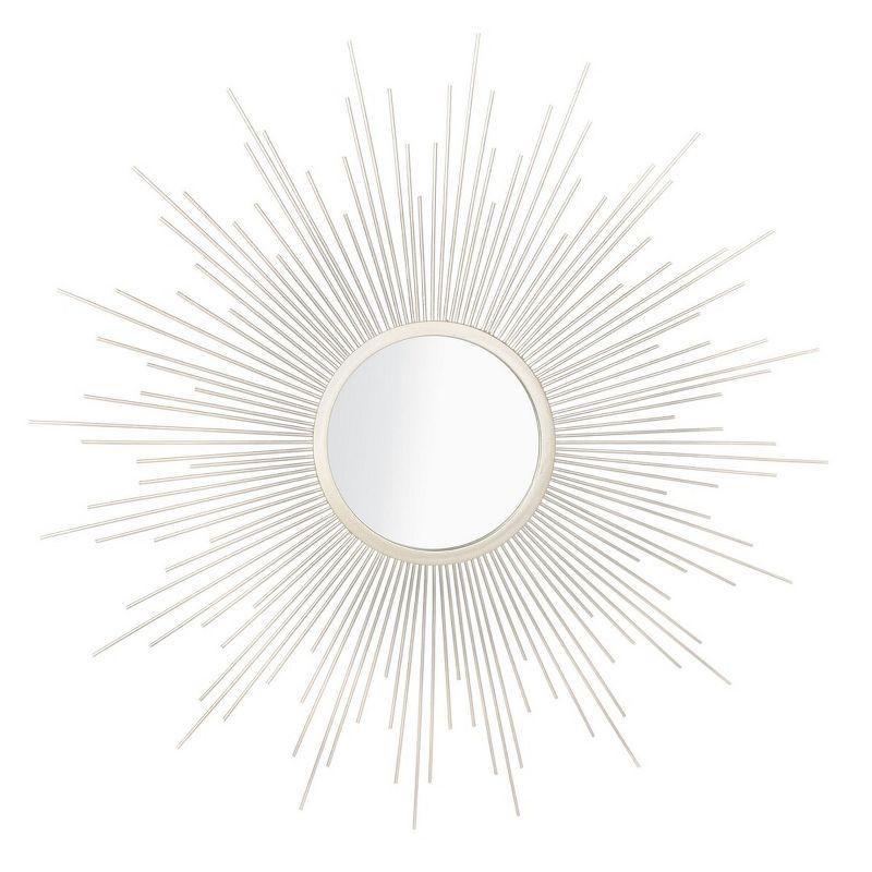 Champagne Round Sunburst Mirror with Radiant Lines