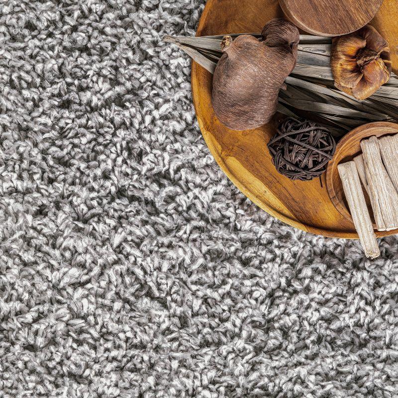 Braided Tassel Edge Shag Rug in Gray, 3' x 5', Synthetic Easy Care