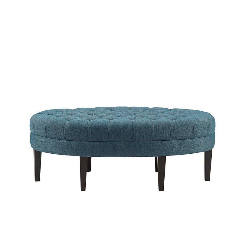 Elegant Surfboard Tufted Cocktail Ottoman in Dusty Blue