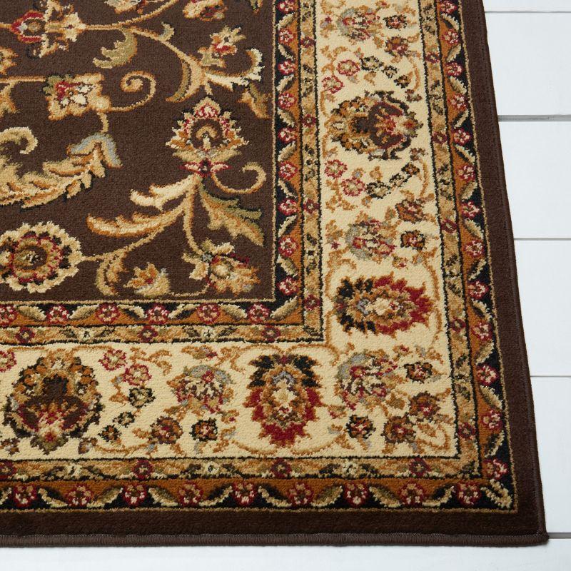 Brown Ivory Traditional Ornate Damask Runner Rug