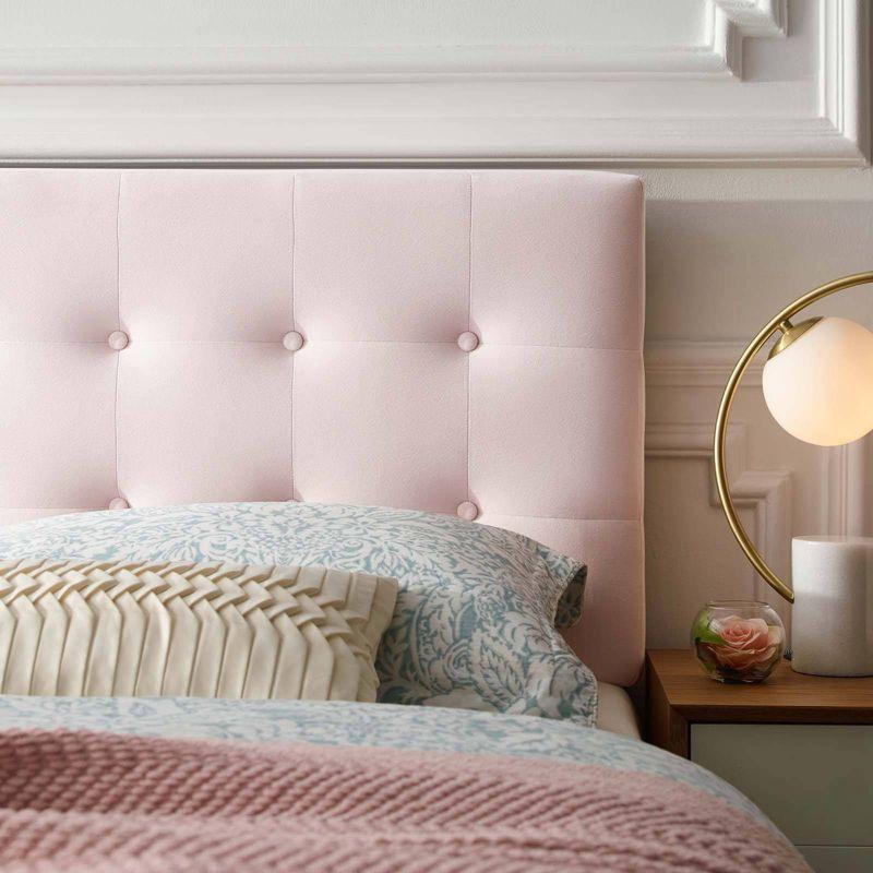 Queen Emily Biscuit Tufted Performance Velvet Headboard Pink - Modway: Adjustable Height, Plywood & Fiberboard Frame, Velvet Upholstery