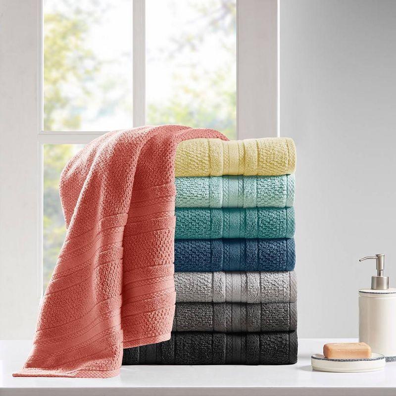 6pc Roman Super Soft Cotton Quick Dry Bath Towel Set Black - Madison Park: OEKO-TEX Certified, Lightweight