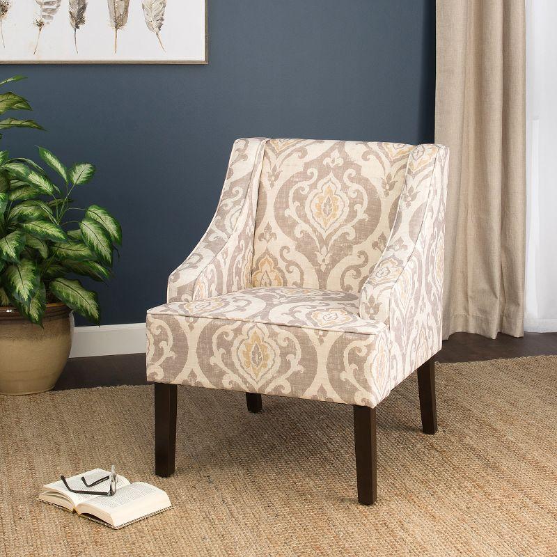 Classic Swoop Accent Armchair Natural Raffia - HomePop: Upholstered, Wood Legs, Foam Fill