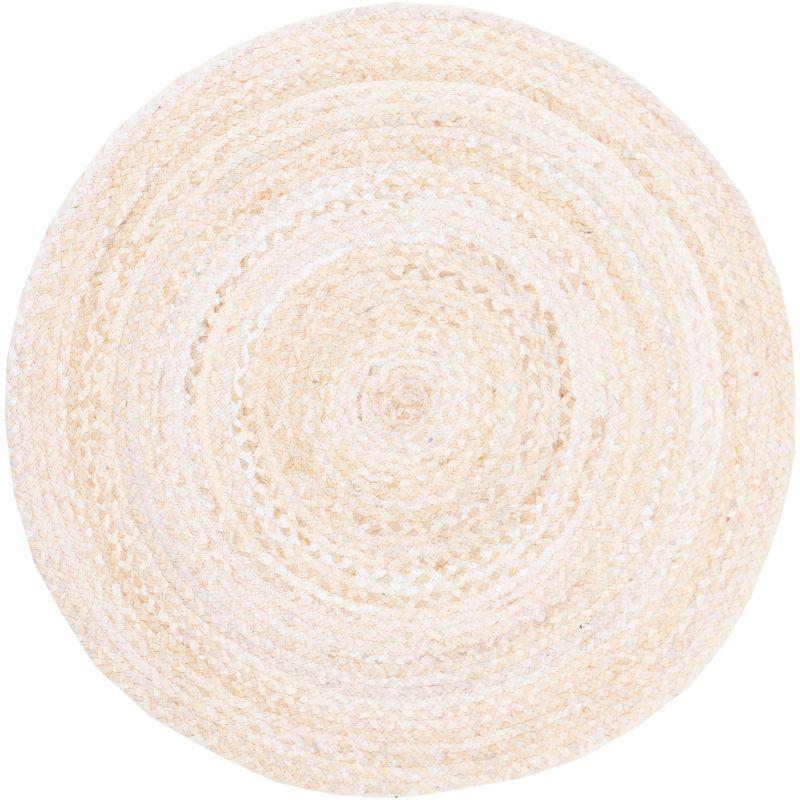 Braided BRD452 Hand Woven Indoor Area Rug - Beige - 5' Round - Safavieh