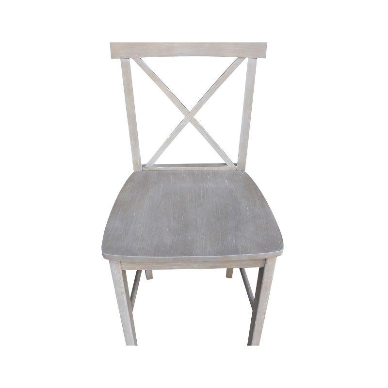 International Concepts 24" X Back Counter Height Barstool Washed Gray/Taupe : Rubberwood Frame, Fixed Seat Height 24"