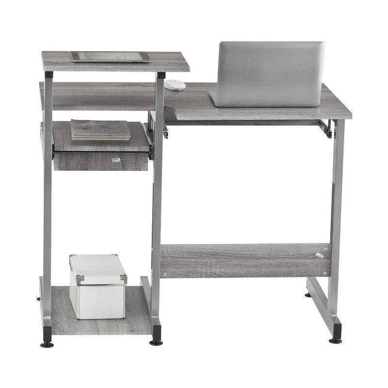 Complete Computer Workstation Desk Gray - Techni Mobili: With Drawer, Steel Frame, MDF Surface