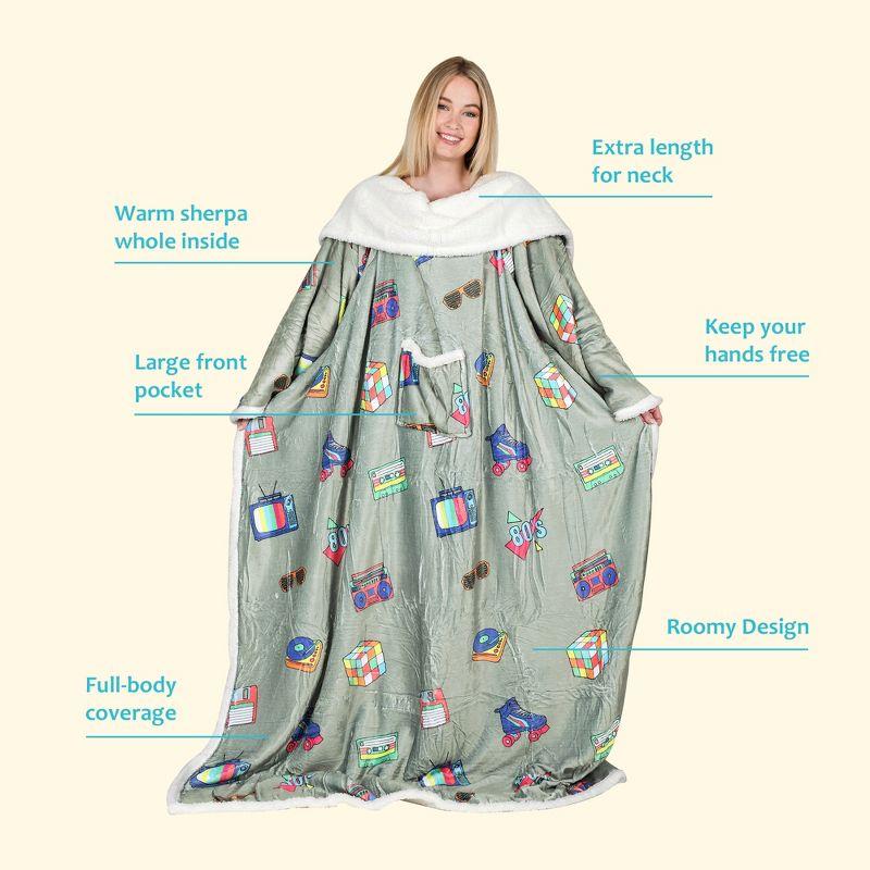 Catalonia Fleece Wearable Blanket with Sleeves Arms, Comfy Sleeved TV Wrap Blanket, Large Snuggly Throw for Women and Men, Gift for Her