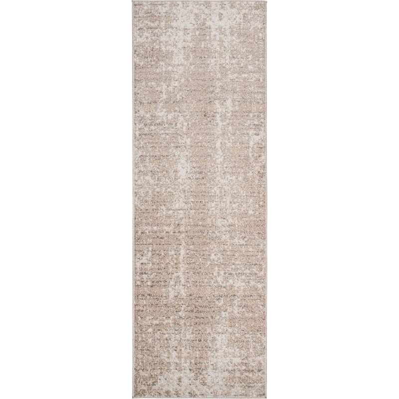 Mistful Abstract Gray Runner Rug, 2' 8" x 8', Easy Care Synthetic