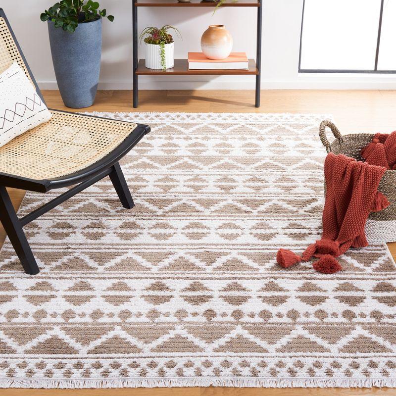 Taupe and Ivory 8' x 10' Flat Woven Synthetic Area Rug