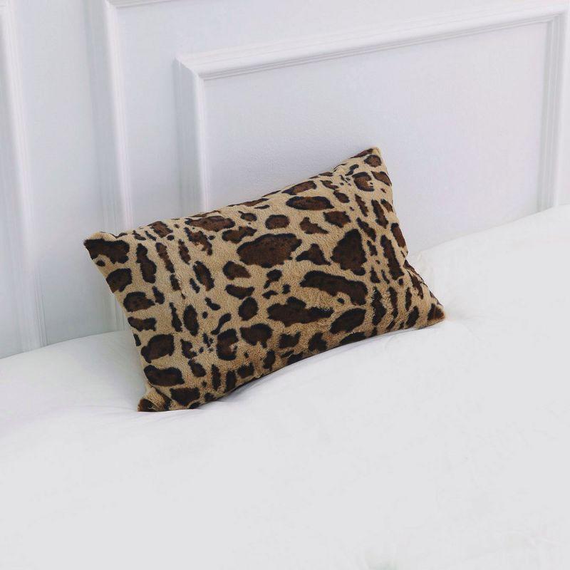 Animal Print Faux Fur Throw Pillow