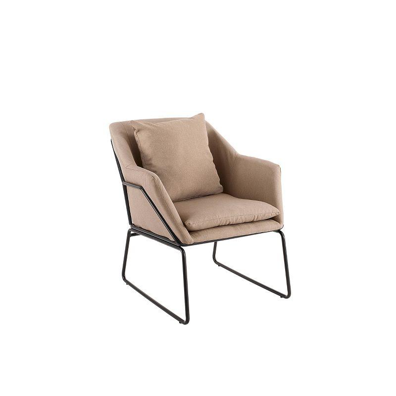 Taupe Geometric Metal Frame Accent Chair with Plush Cushion