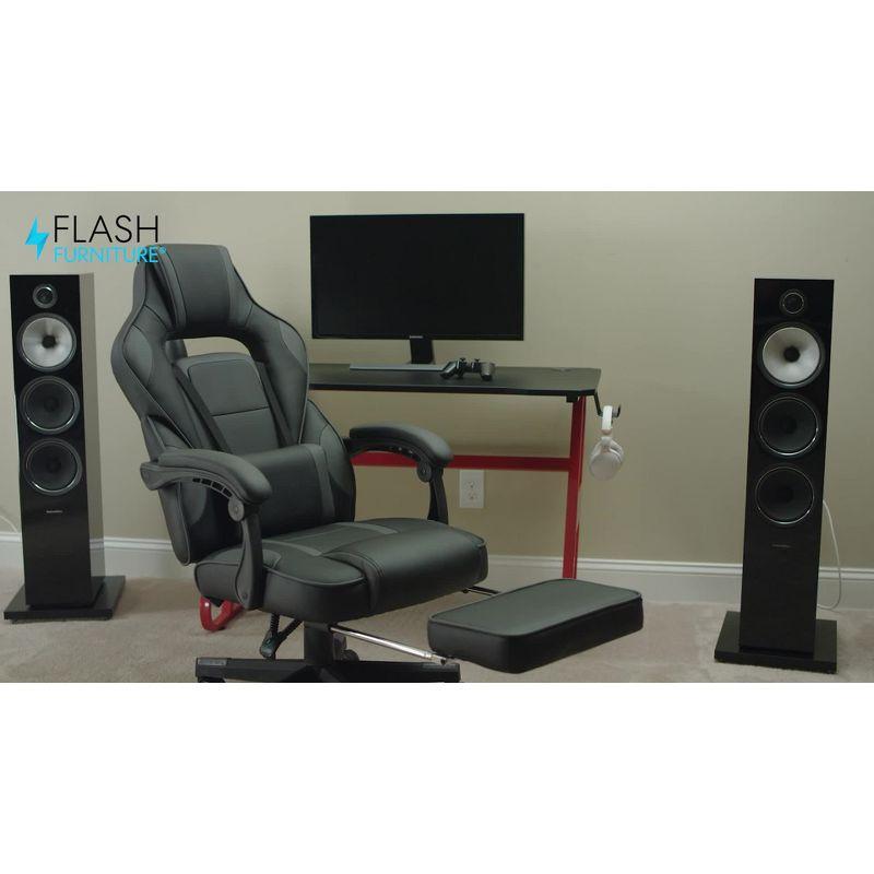 Flash Furniture X40 Gaming Chair Racing Ergonomic Computer Chair with Fully Reclining Back/Arms, Slide-Out Footrest, Massaging Lumbar - White