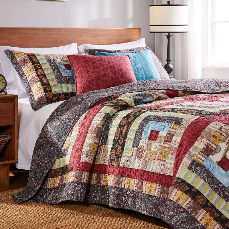 Greenland Home Fashions Colorado Lodge Quilt Set Red/Black/Blue