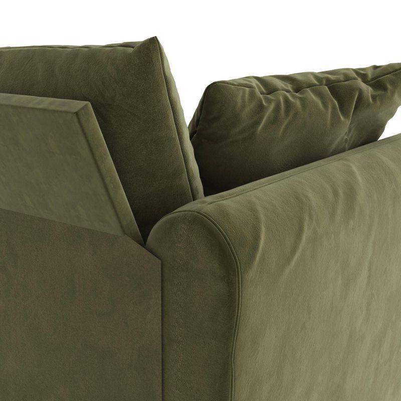 2pc Magnolia Sectional Sofa with Pillows Green Velvet - Novogratz: Upholstered, Reversible Chaise, Transitional Style