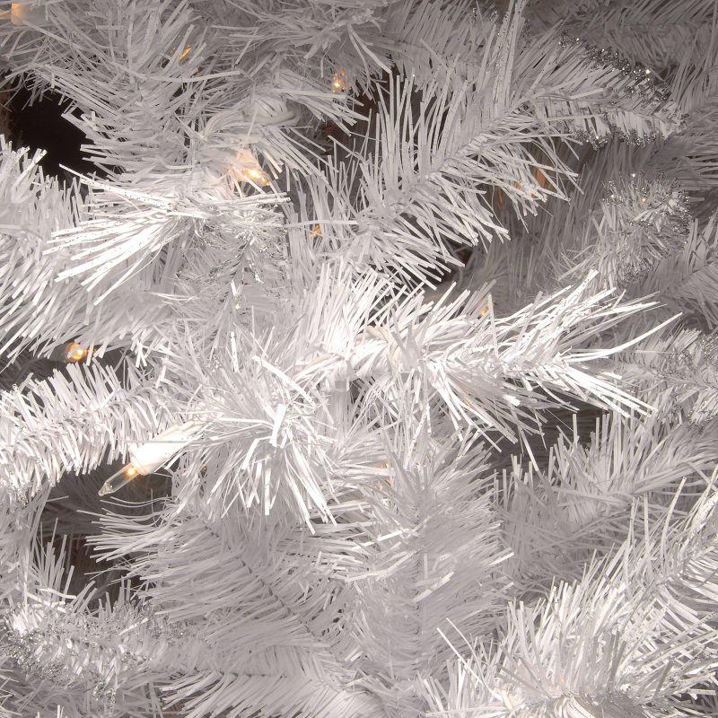 6ft National Christmas Tree Company Pre-Lit Winchester White Pine Hinged Artificial Christmas Tree with Silver Glitter & 350 Clear Lights