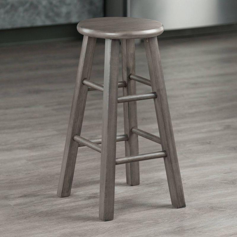 Rustic Gray 24" Solid Wood Backless Counter Stool