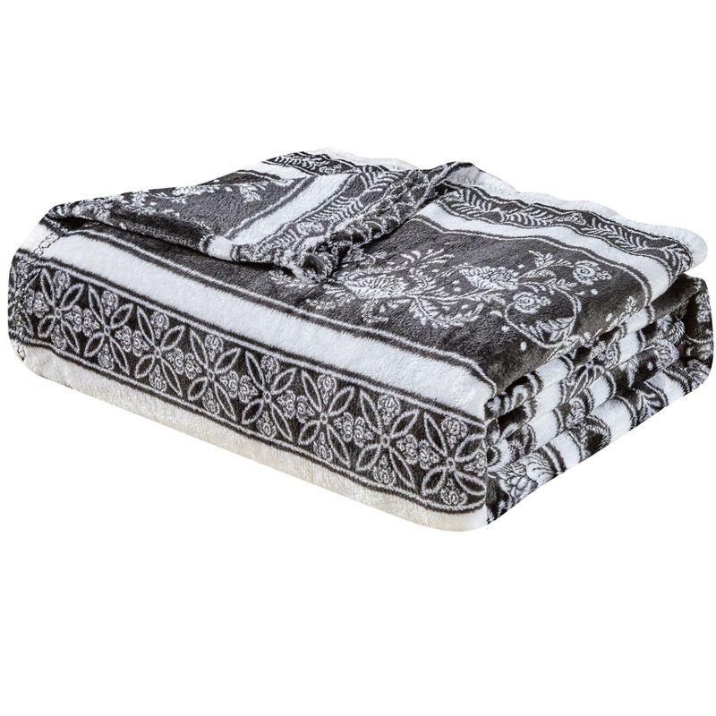 Odelia Black and White Fleece Throw Blanket 60" x 50"