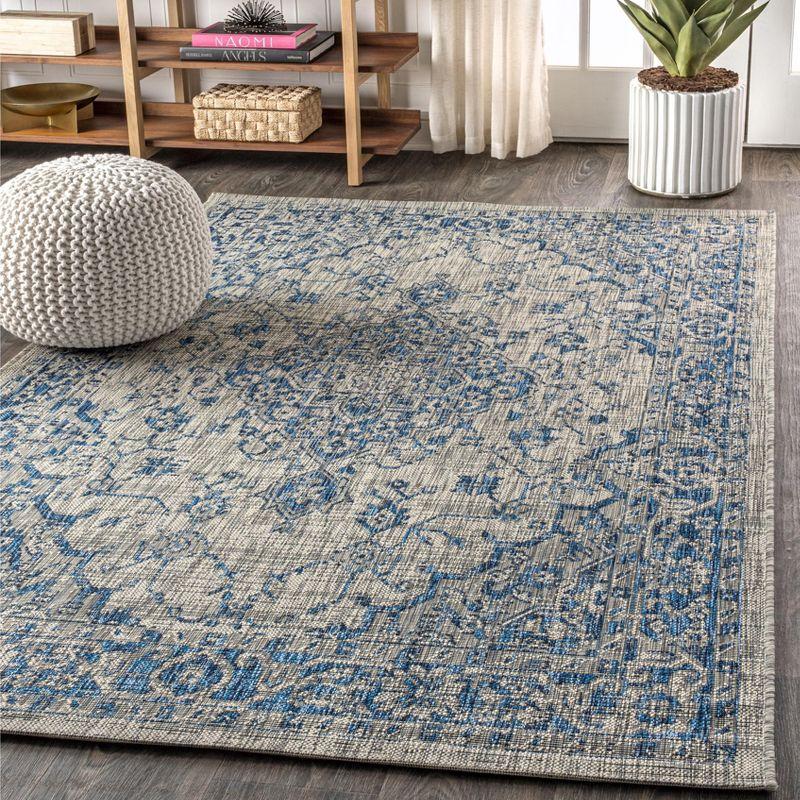 Rozetta Boho Medallion Textured Weave Indoor/Outdoor Area Rug  - JONATHAN Y