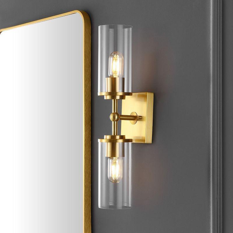 Lolita 2-Light Brass Gold Wall Sconce with Clear Shade