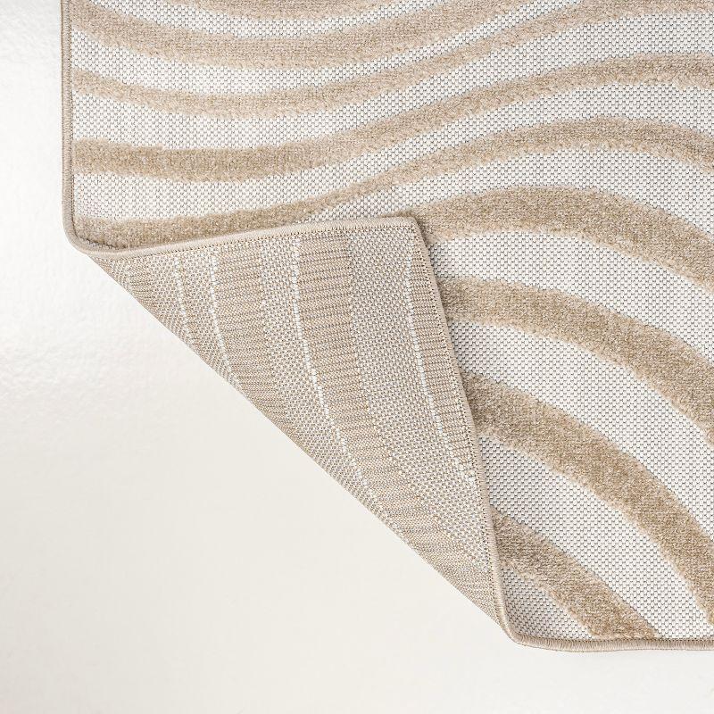 JONATHAN Y Maribo High-Low Abstract Groovy Striped Beige/Cream 5 ft. x 8 ft. Indoor/Outdoor Area Rug