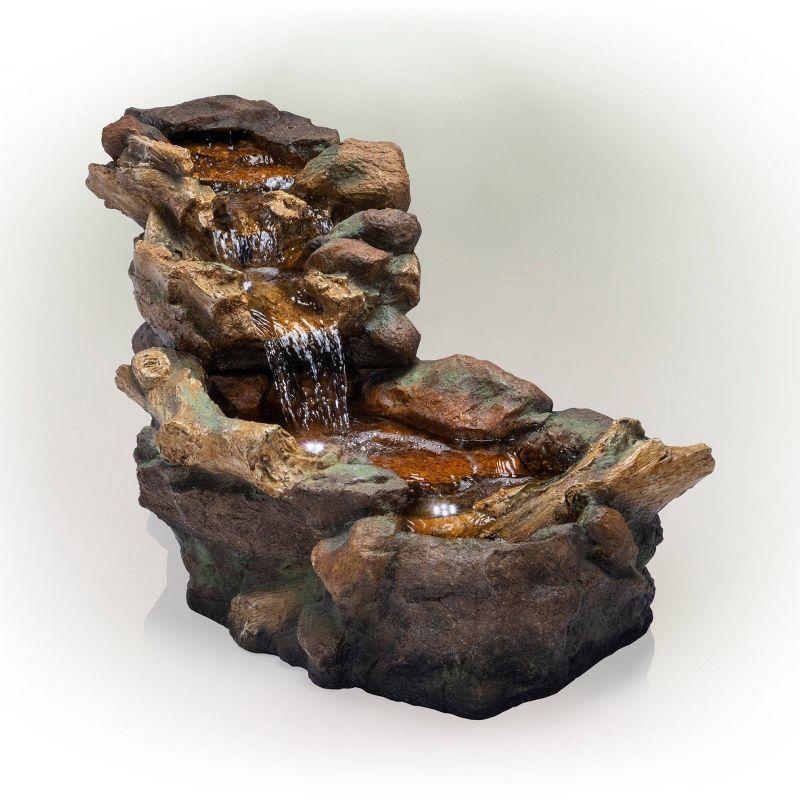 20" Cascading Stone River Fountain with LED Lights Cool White - Alpine Corporation: Indoor/Outdoor Decor, No Assembly Required