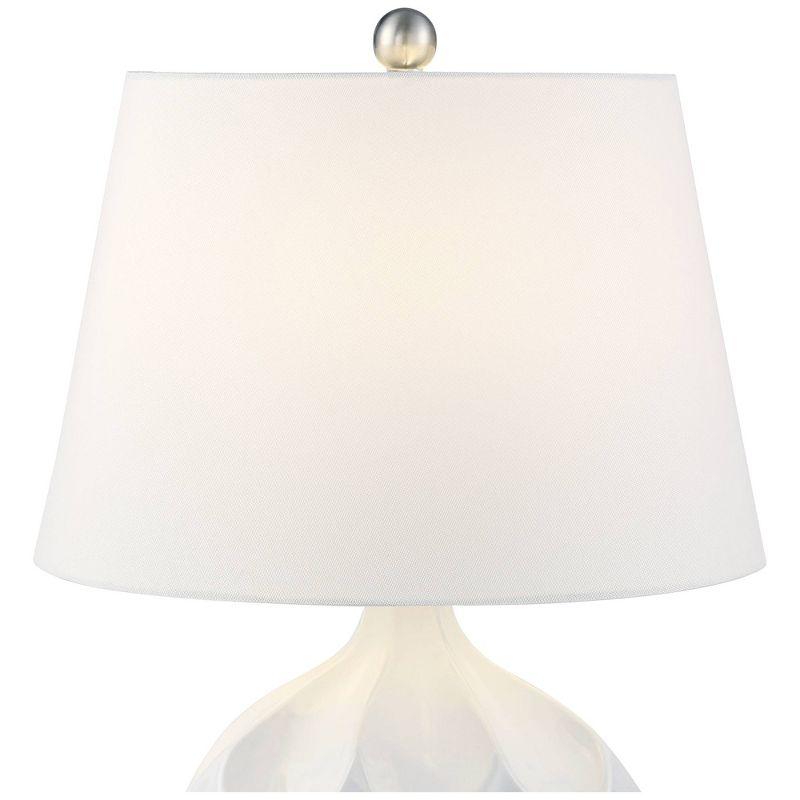 360 Lighting Dobbs Modern Mid Century Accent Table Lamp 22 1/2" High White Glaze Geometric Ceramic Oval Shade for Bedroom Living Room Bedside Office