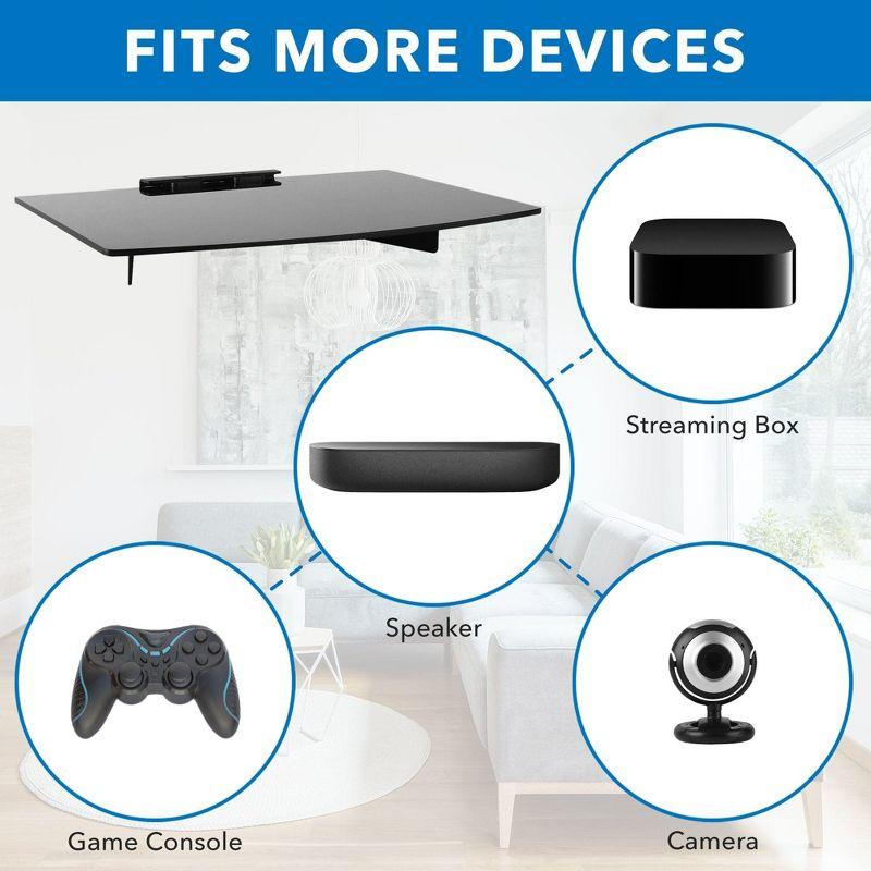 Mount-It! Tempered Glass Cable Box Wall Mount Shelves for AV, Electronic Components, Gaming Consoles