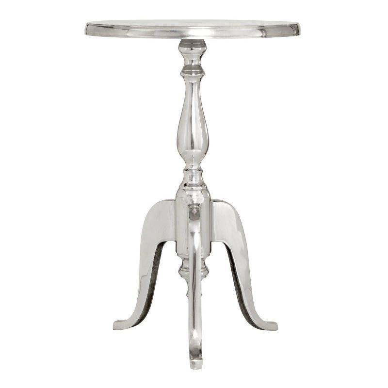 Metal Pedestal Table Silver - Olivia & May: Round Aluminum Side, Curved Legs, Traditional Style