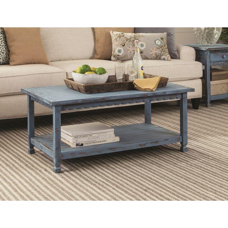 42"L Country Cottage Wood Coffee Table Antique Finish - Alaterre Furniture