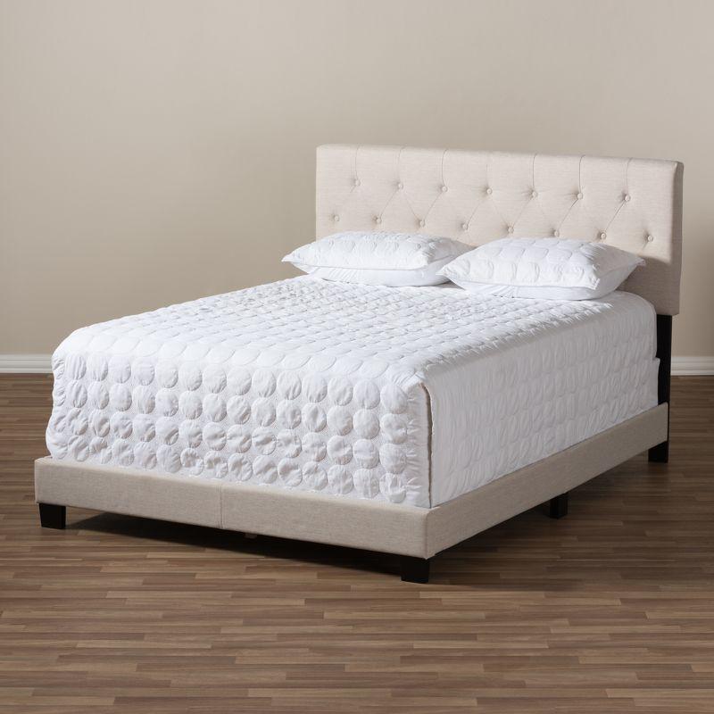 Queen Cassandra Modern and Contemporary Fabric Upholstered Bed Light Beige - Baxton Studio: Elegant Rubberwood & MDF Frame, Polyester Fill