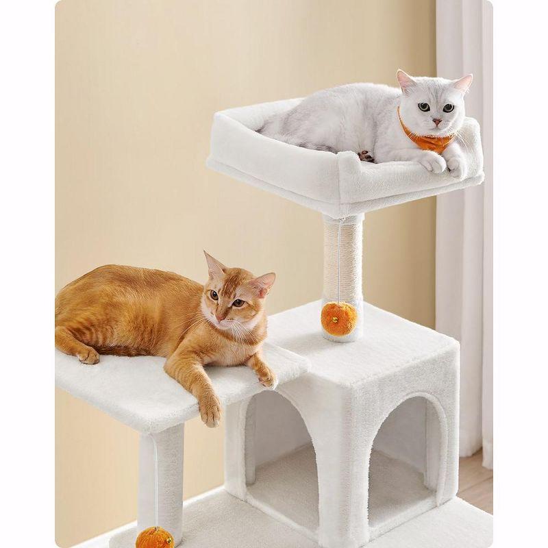 Feandrea Cat Tree, 56.3¡å H Cat Tower for Indoor Cats, Multi-Level Cat Condo with 4 Scratching Posts, 2 Perches, Hammock, Cave, Cream White