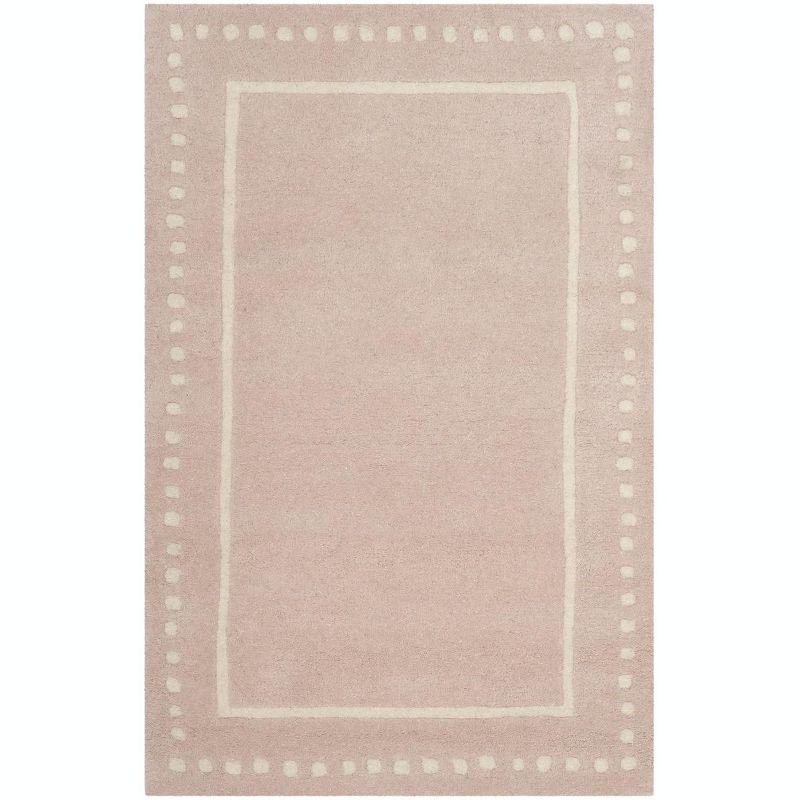 Hand-Tufted Light Pink and Ivory Wool Area Rug