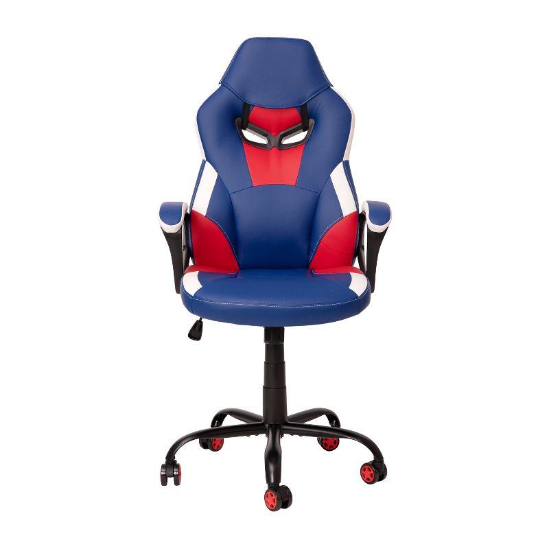 Flash Furniture Ergonomic PC Office Computer Chair - Adjustable Red & Blue Designer Gaming Chair - 360° Swivel - Red Dual Wheel Casters