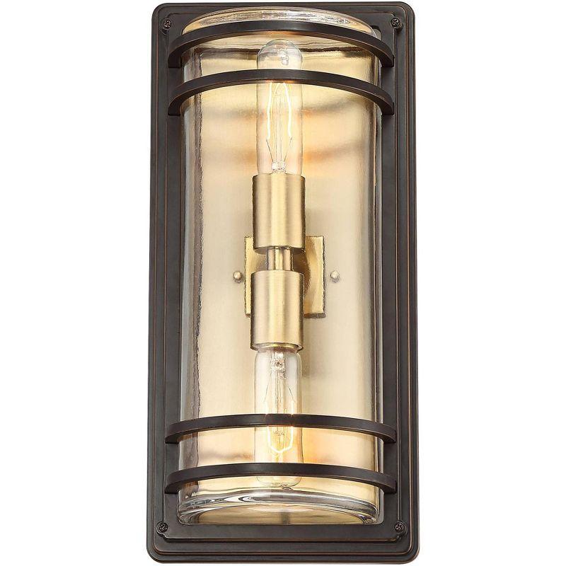 Habitat Modern Bronze and Brass Outdoor Wall Light with Clear Glass