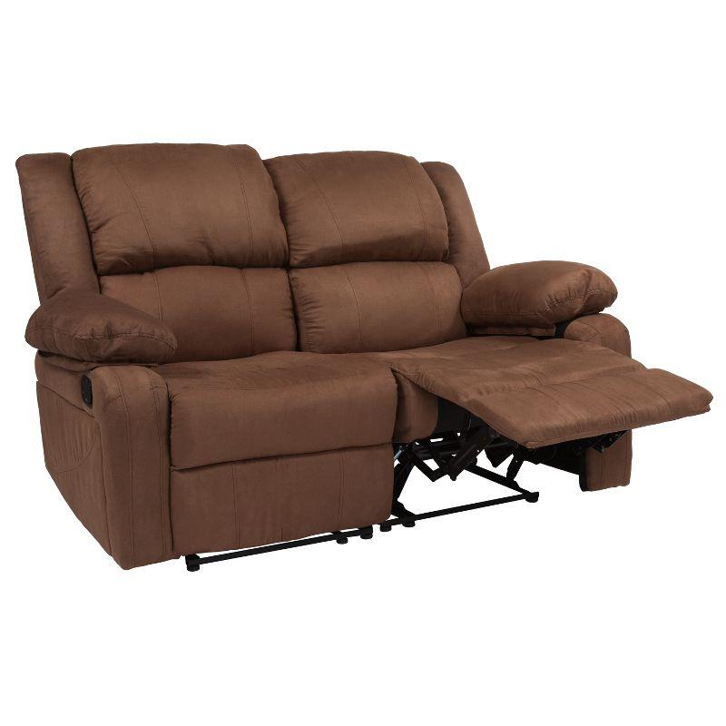 Chocolate Brown Microfiber Reclining Loveseat with Pillow-top Arms