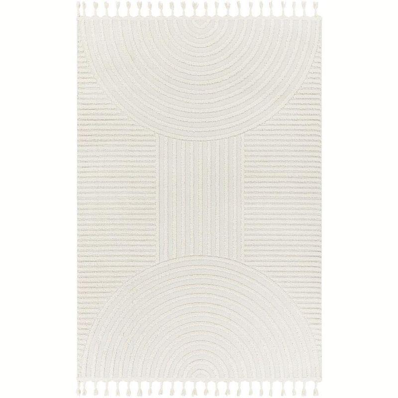 Kyra Cream Geometric Synthetic Area Rug 3'11" x 5'7"