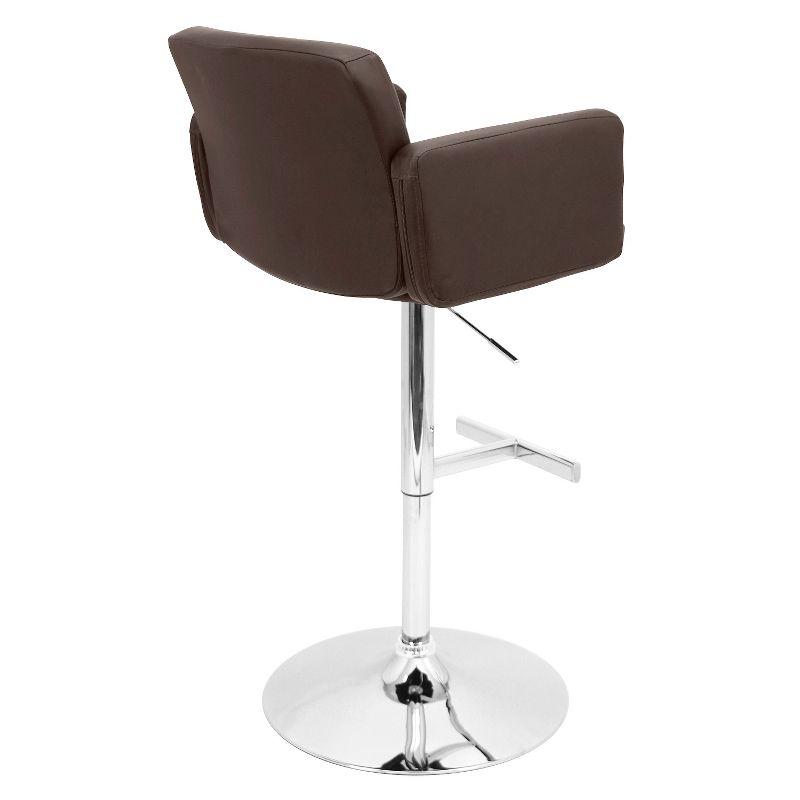 32" Stout Barstool Metal Brown - LumiSource: Upholstered, Swivel, Adjustable Height, Polyurethane Foam