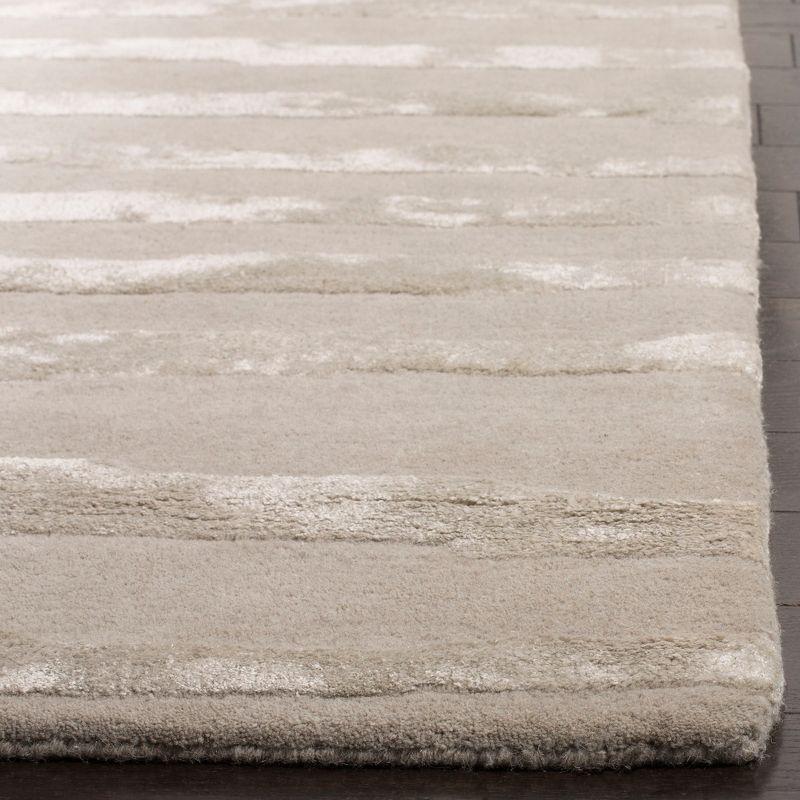 Gray Hand-Tufted Wool and Viscose Runner Rug