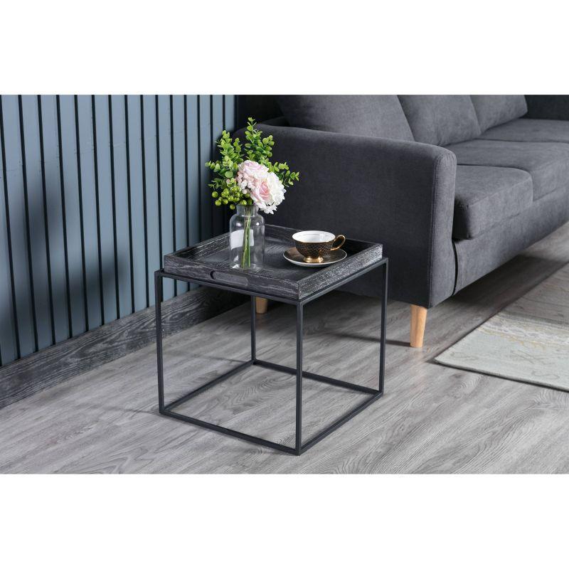 Burnham Home Highlands Side Table Dark Gray - Boraam: Oak Wood, Removable Tray Top, No Assembly Required