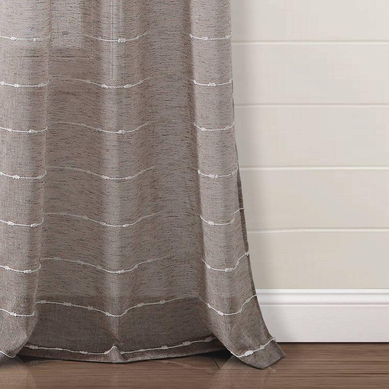 Farmhouse Textured Sheer Polyester Sheer Curtain Pair (Set of 2)