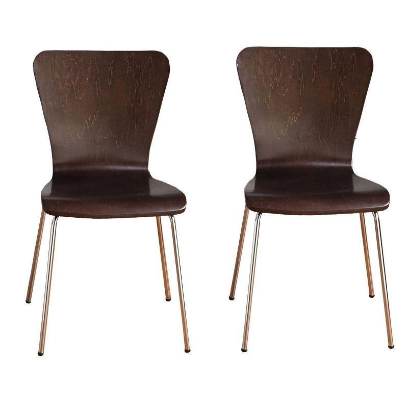 Espresso Bentwood Side Chair with Chrome Legs, Set of 2