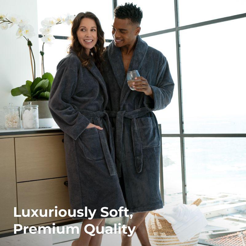 Charcoal Ultra-Plush Viscose and Micro-Polyester Bath Robe