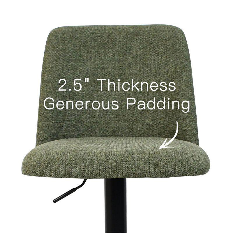 24"-33" Bruno Green Upholstered Swivel Adjustable Height Barstools (Set of 2) -Maison Boucle