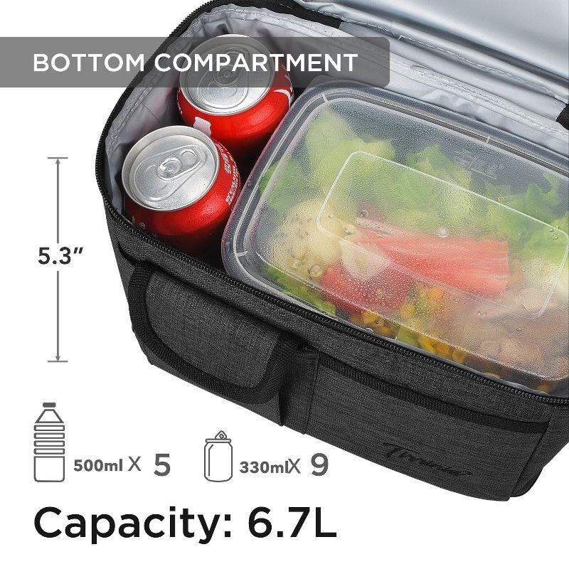 Tirrinia Dual Compartment Lunch Bag with Shoulder Strap for Adults, Large Lunch Bags, Insulated Leakproof Thermal Lunch Totes, Charcoal