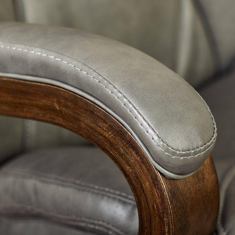Big and Tall Executive Office Chair with Upgraded Wood Accents Mindset Gray - Serta: Bonded Leather, 350lb Capacity