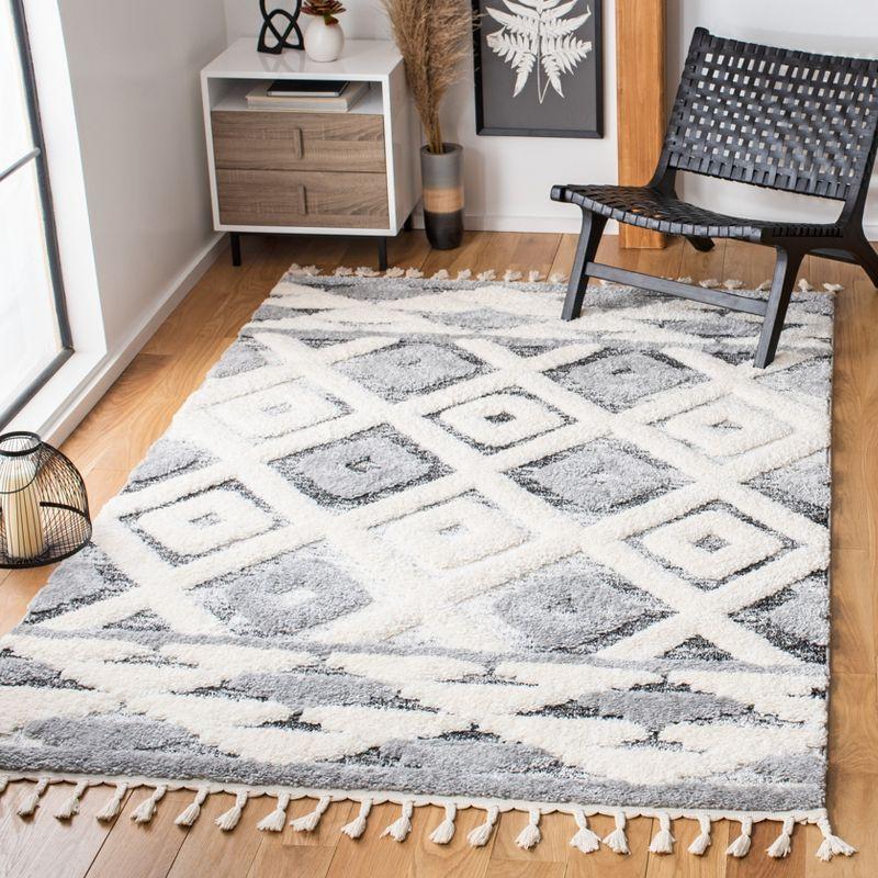 Gray Diamond Shag Synthetic 4' x 6' Area Rug