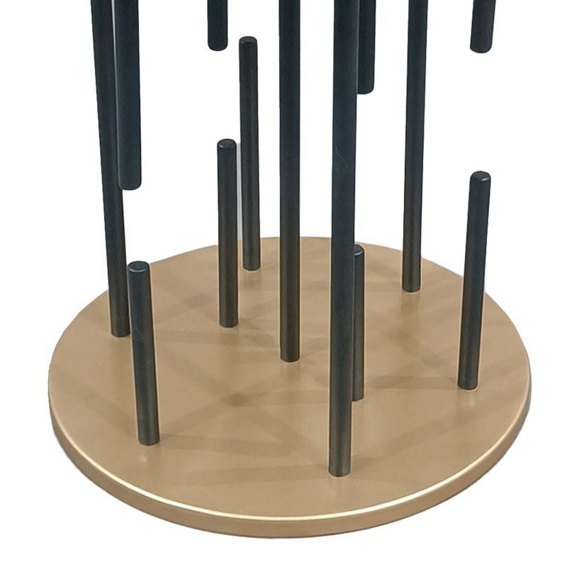 The Urban Port 20" Side End Table Round Matte Black Tray Top Modern Rod Supports with Brass Base Black/Brass