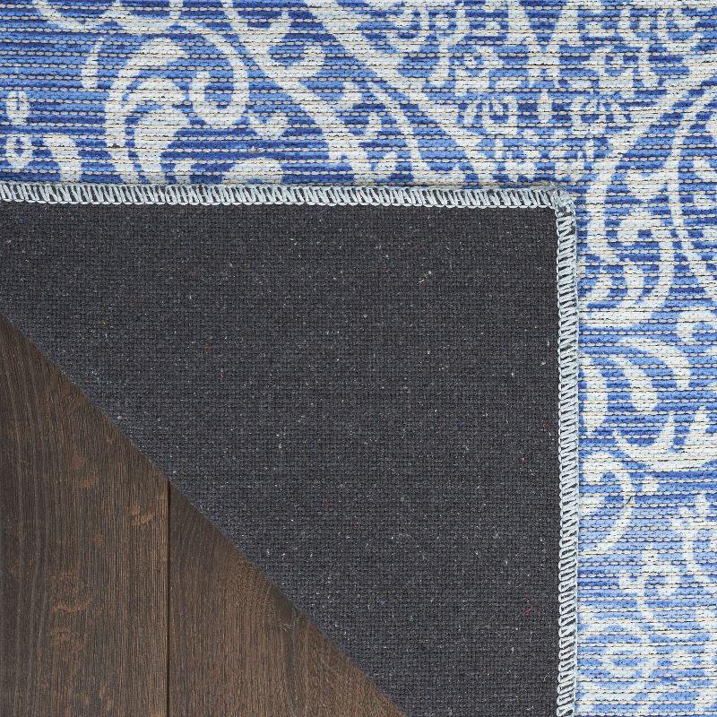Waverly Washables Collection 7'10" x 9'10" Blue Damask Indoor Rug
