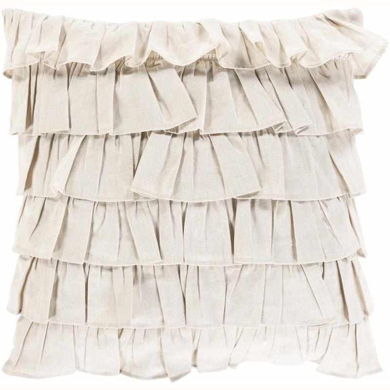 Livabliss Ruffle 20"H x 20"W Square Pillow Cover Down Insert Cottage Ivory Throw Pillow