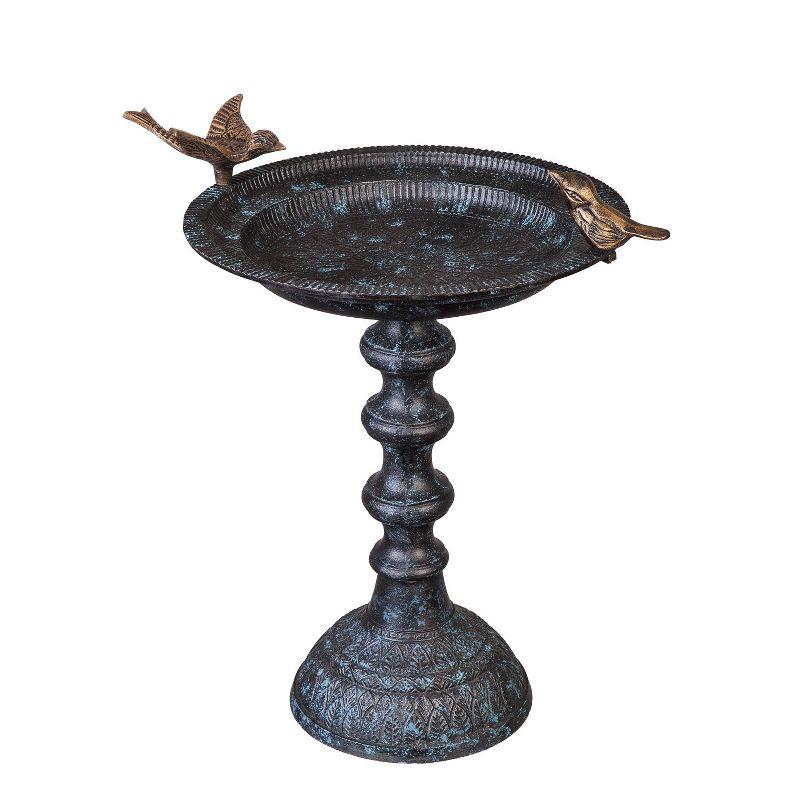 Evergreen Hummingbird Bird Baths for Outdoors Heavy Duty | Metal Bird Bath Bowl with Stand | Ground Standing Bird Bath and Feeder for Garden Yard Deck
